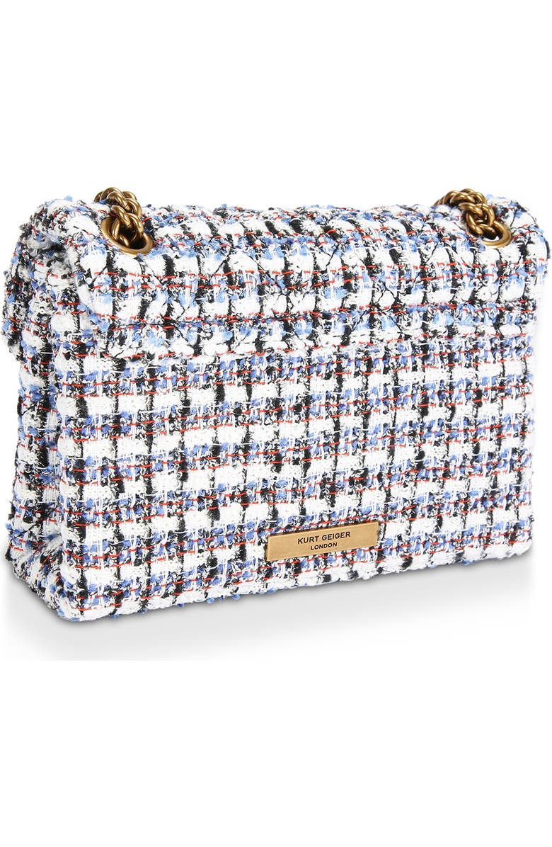 Kurt Geiger London Mini Kensington Eye Tweed Shoulder Bag, Alternate, color, White/Navy