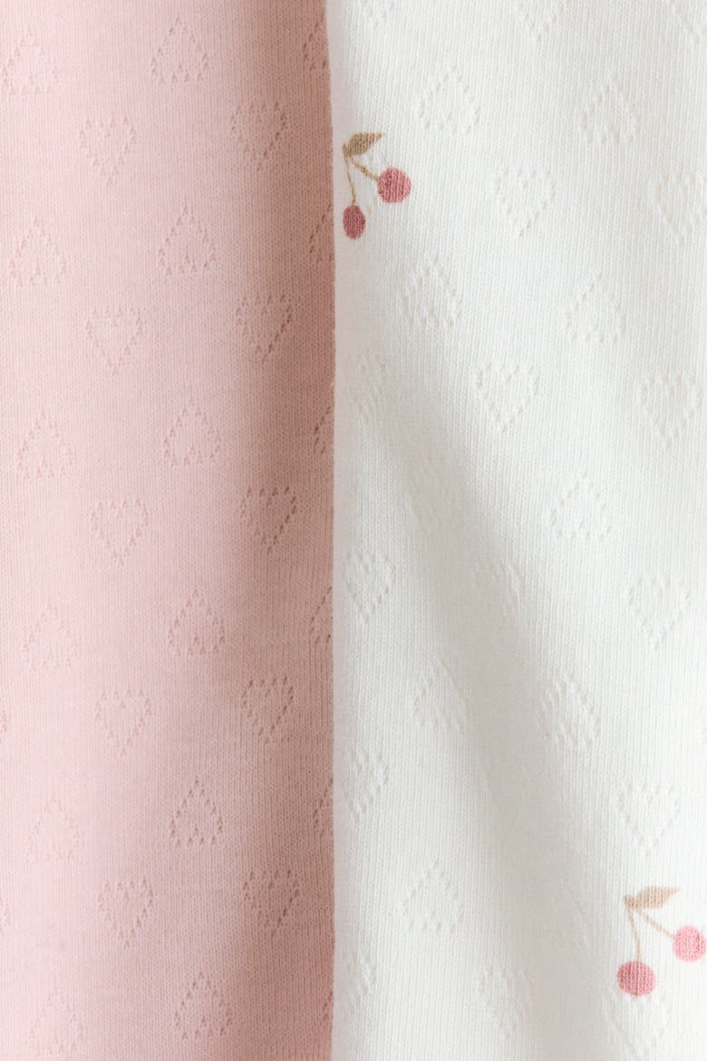 2-pack Pointelle Cotton Bodysuits, Alternate, color, Light dusty pink/cherries