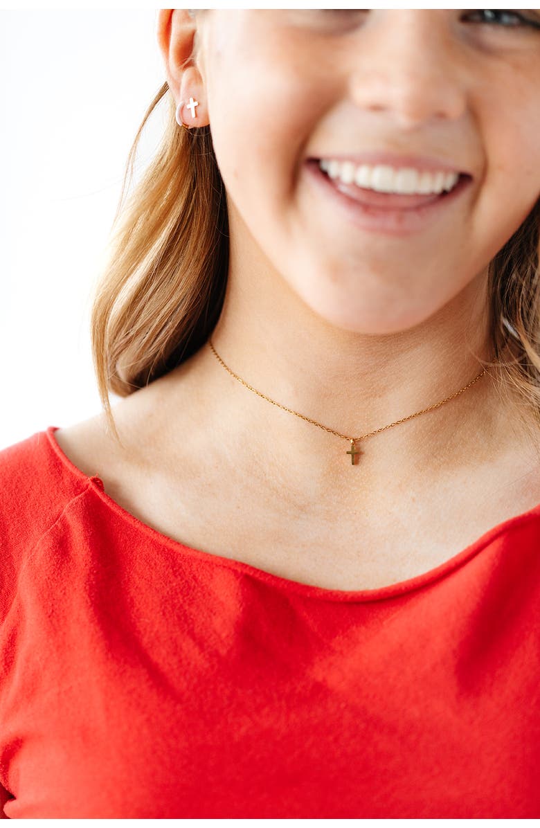 Pip Pop Cross Pendant Necklace, Alternate, color, Gold