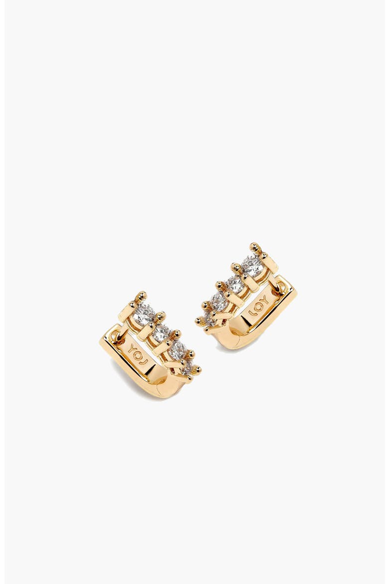 Marlo Mini Crystal Hoop Earrings In Gold, Main, color, Gold