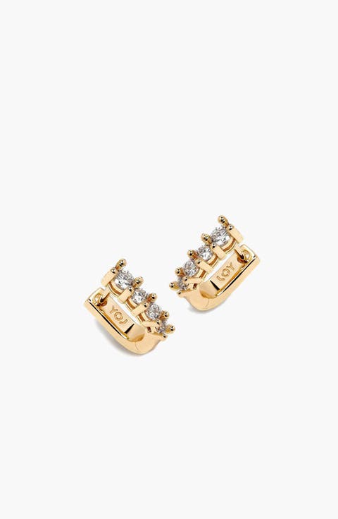 Marlo Mini Crystal Hoop Earrings In Gold