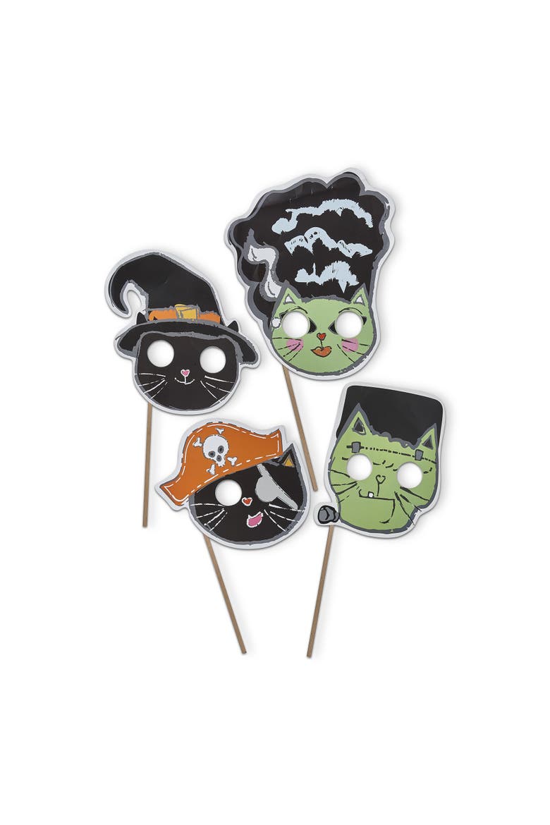 Set of 4 Multicolor Monster Masks for Halloween Decor, Main, color, Multicolored