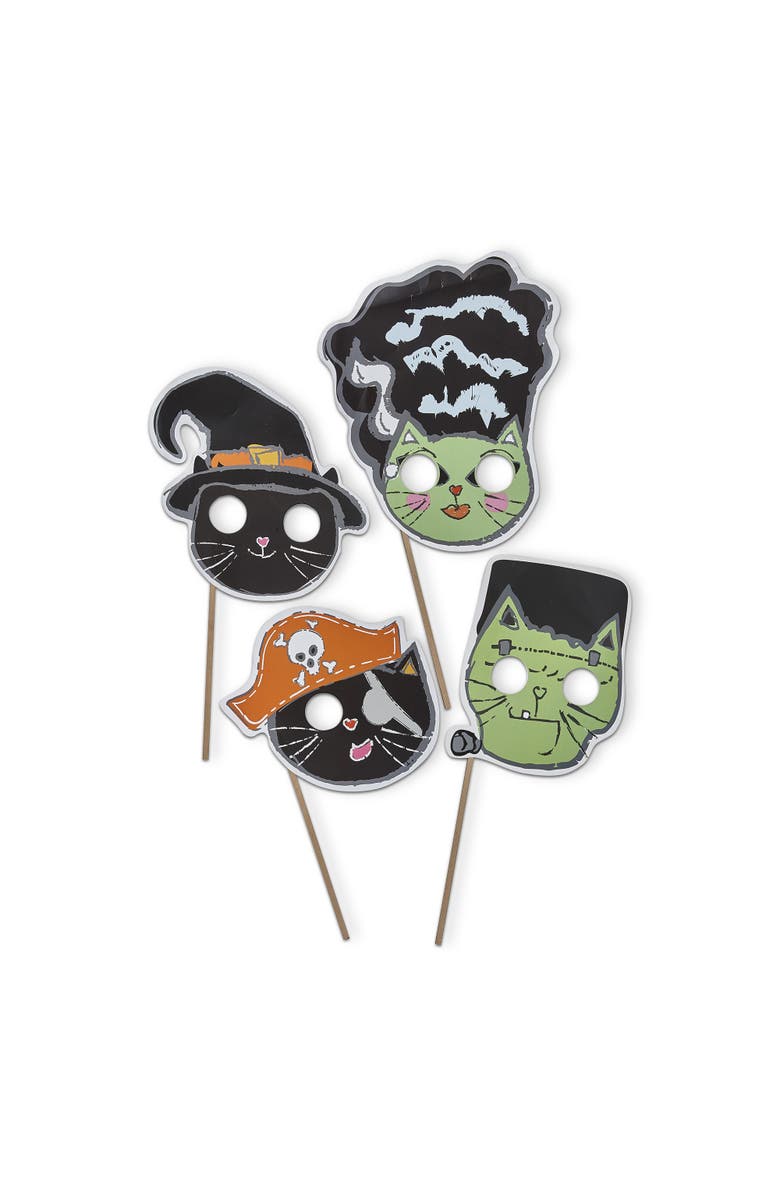 tag Set of 4 Multicolor Monster Masks for Halloween Decor, Main, color, Multicolored