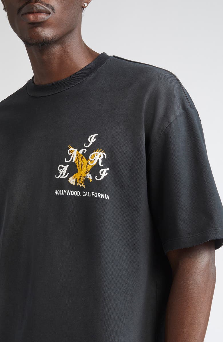 AMIRI Eagle Crystal Embellished Oversize Graphic T-Shirt, Alternate, color, Black