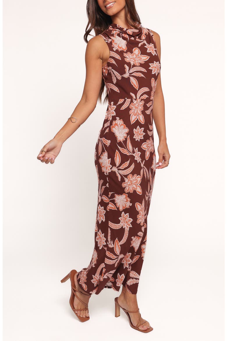 Wheeler Floral Midi Dress, Alternate, color, BROWN/ ORANGE FLORAL