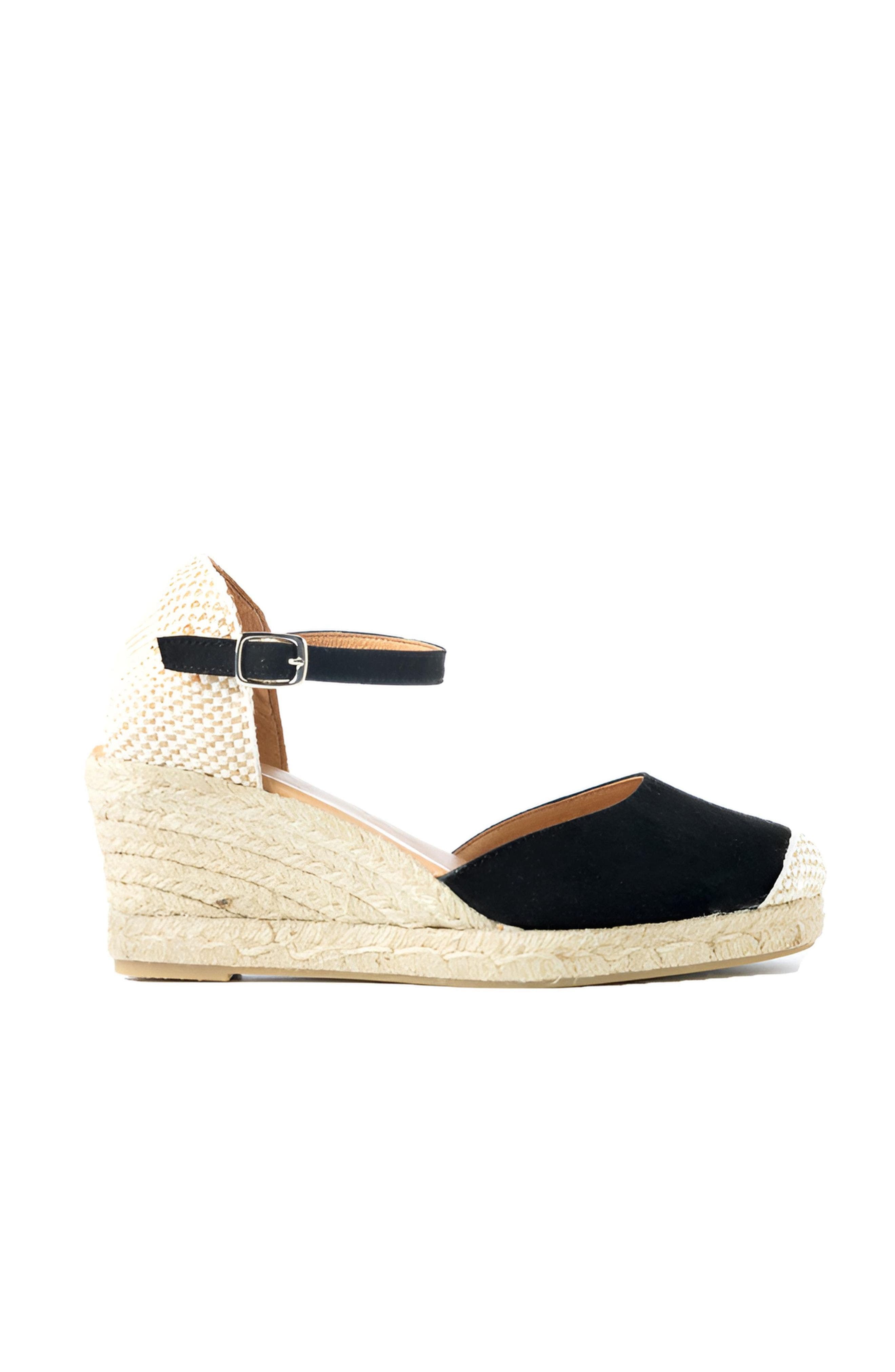 Menina Step Jimena Medium-Strap Espadrille, Main, color, Black