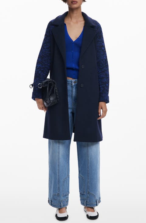 Mixed Media Longline Overcoat