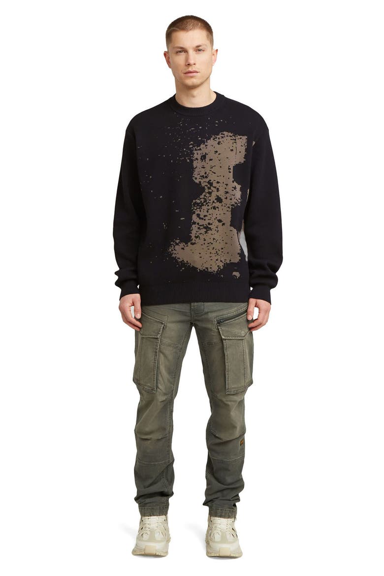 Sprayed 89 Relaxed Organic Cotton Crewneck Sweater, Alternate, color, DARK BLACK