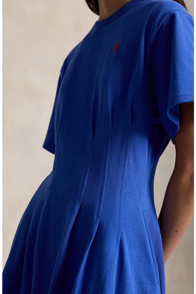 ralph lauren blue pleated dress Pleated Cotton Jersey Minidress (Women)