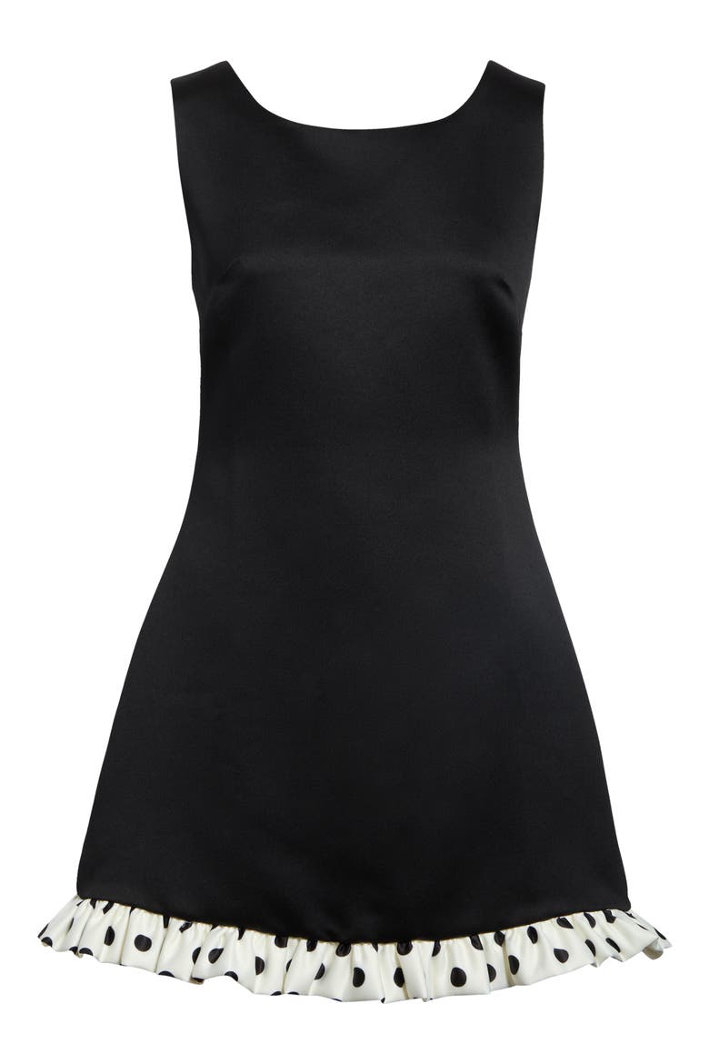 Pippin Polkadot Ruffle Minidress, Alternate, color, BLACK