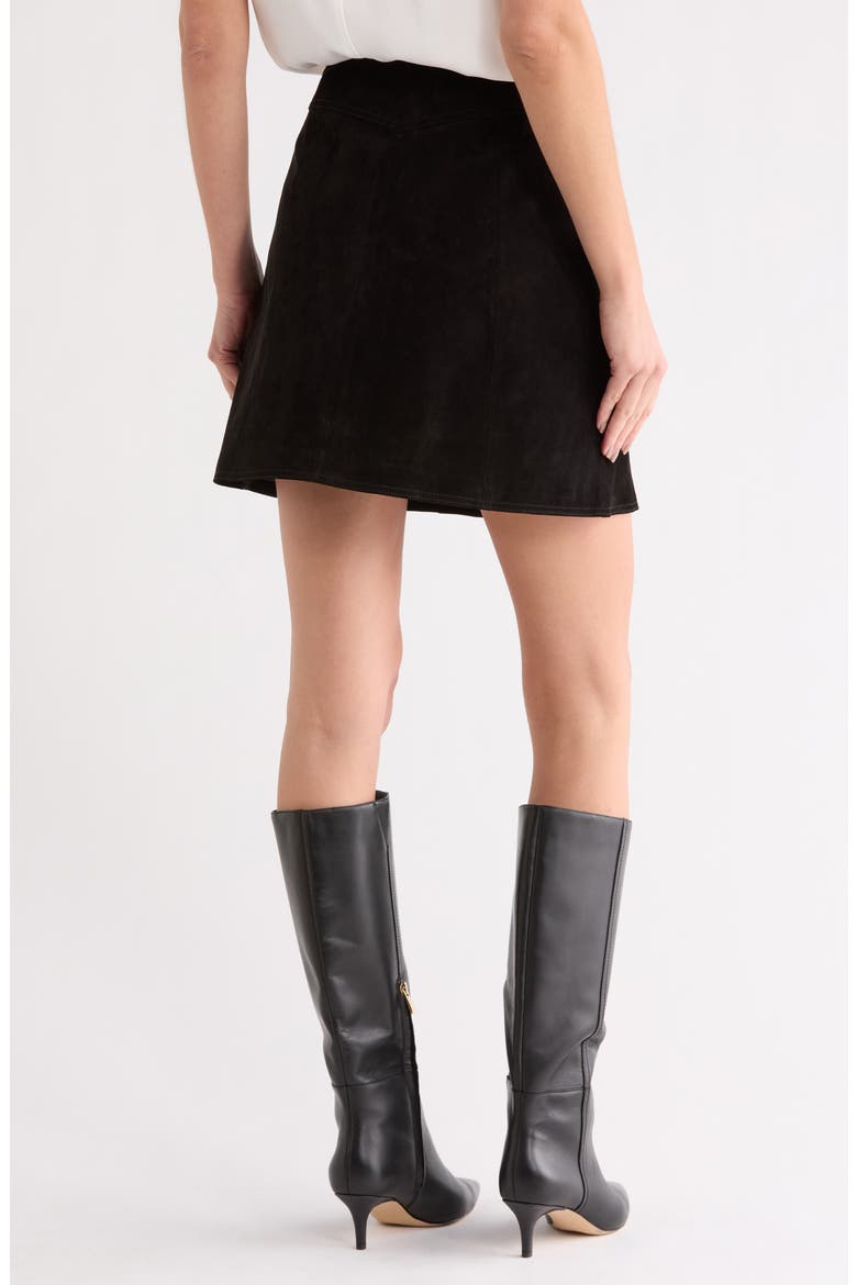 Floral Embroidered Suede Miniskirt, Alternate, color, BLACK