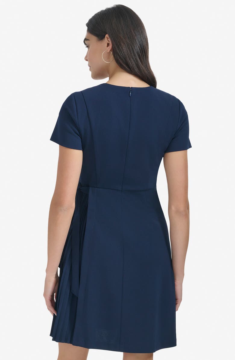 Calvin Klein Side Tie Pleated A-Line Dress, Alternate, color, Indigo