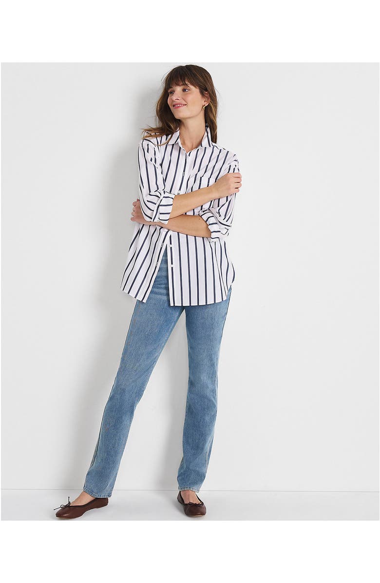 Lands' End Starfish High Rise Knit Denim Straight Jeans, Alternate, color, Light Brook