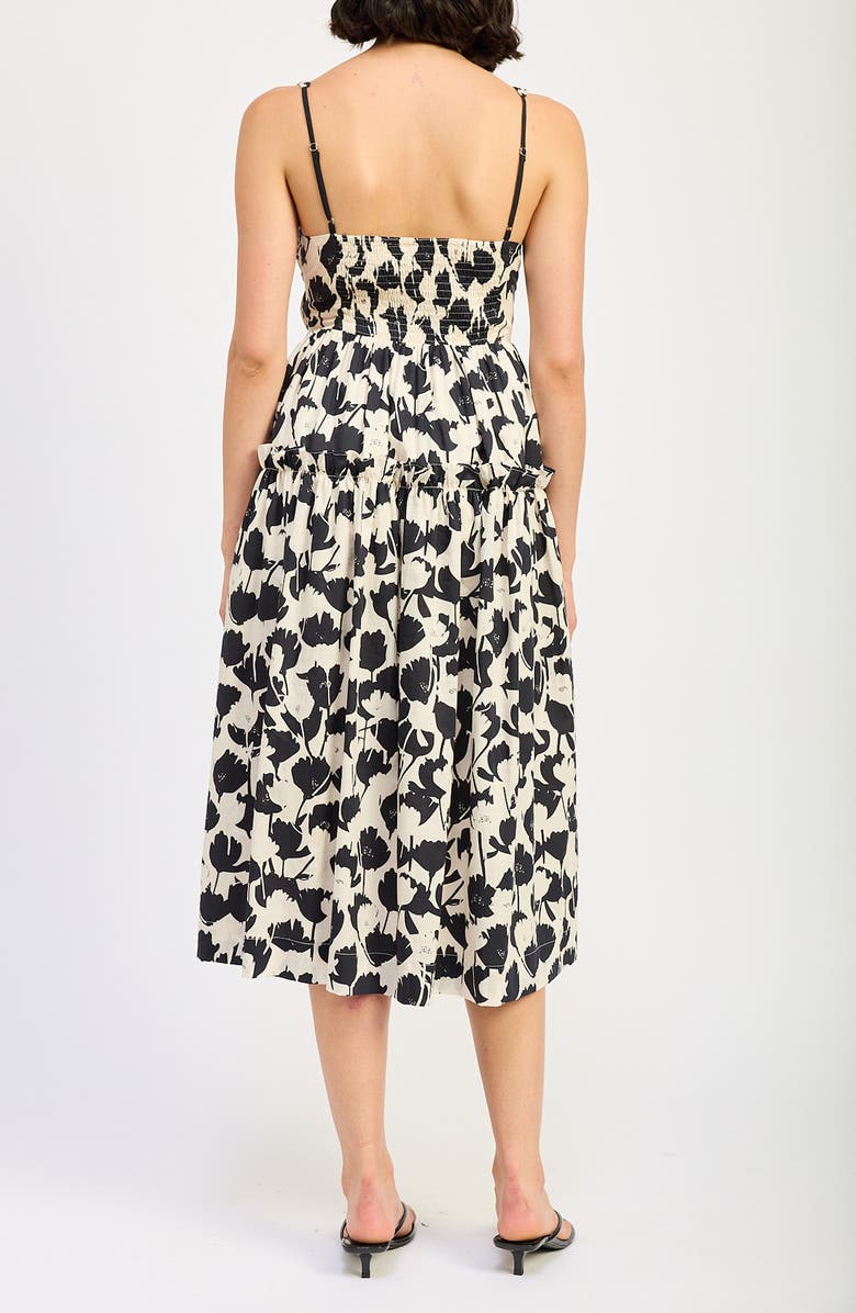 En Saison Laurel Floral Cotton Midi Dress, Alternate, color, Ivory Black