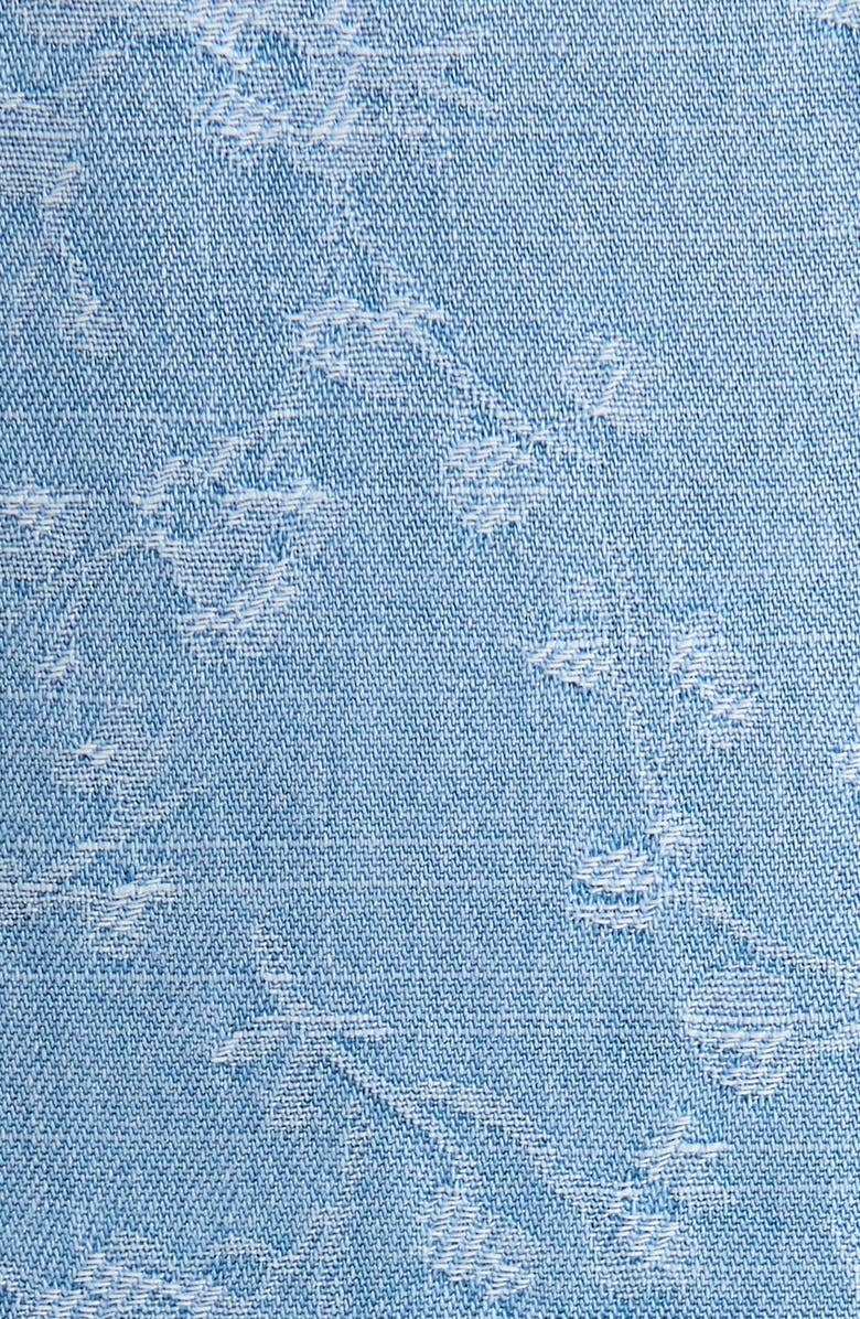 Liverpool Los Angeles Tiered Floral Flutter Sleeve Denim Dress, Alternate, color, Indigo Roses