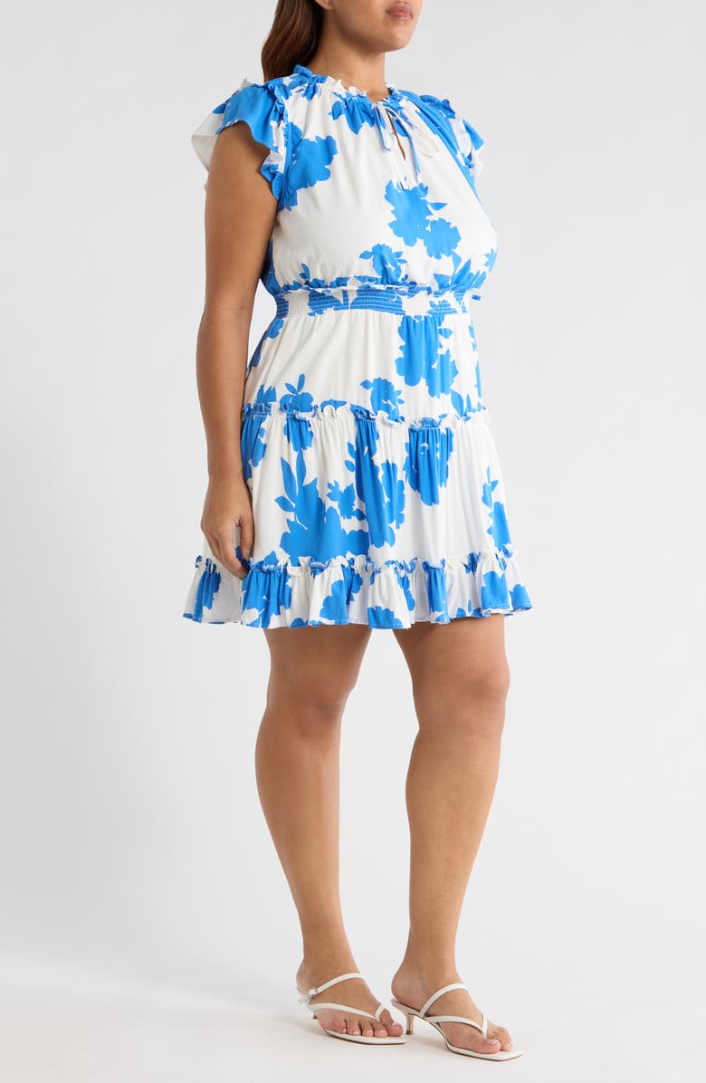 SUGARLIPS Don't Be Shy Toledo Tiered Dress, Alternate, color, White-Blue