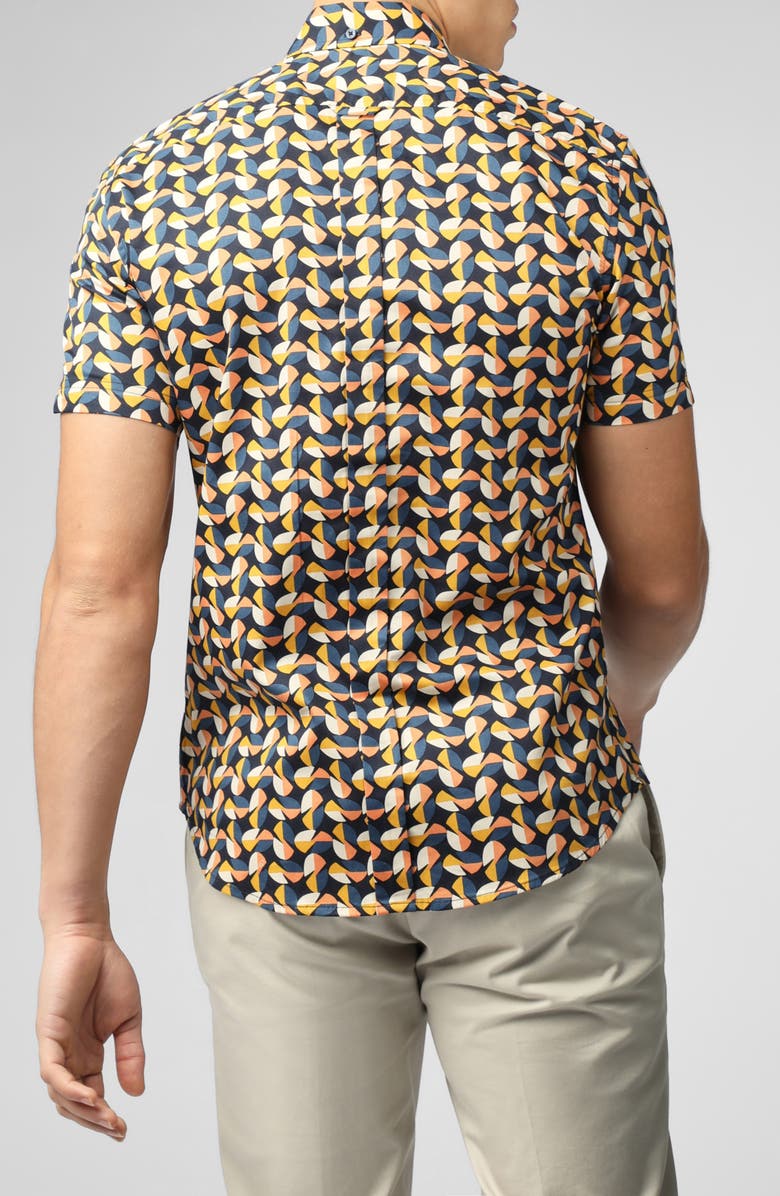 Ben Sherman Bauhaus Print Short Sleeve Button-Down Shirt, Alternate, color, 