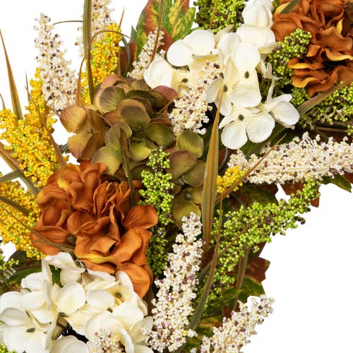 Northlight Hydrangea Artificial Fall Harvest Twig Wreath In Multi