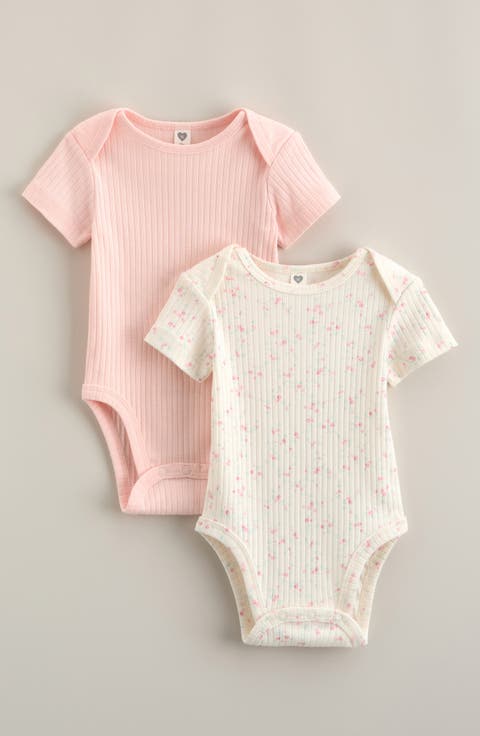 Assorted 2-Pack Cotton Blend Rib Bodysuits