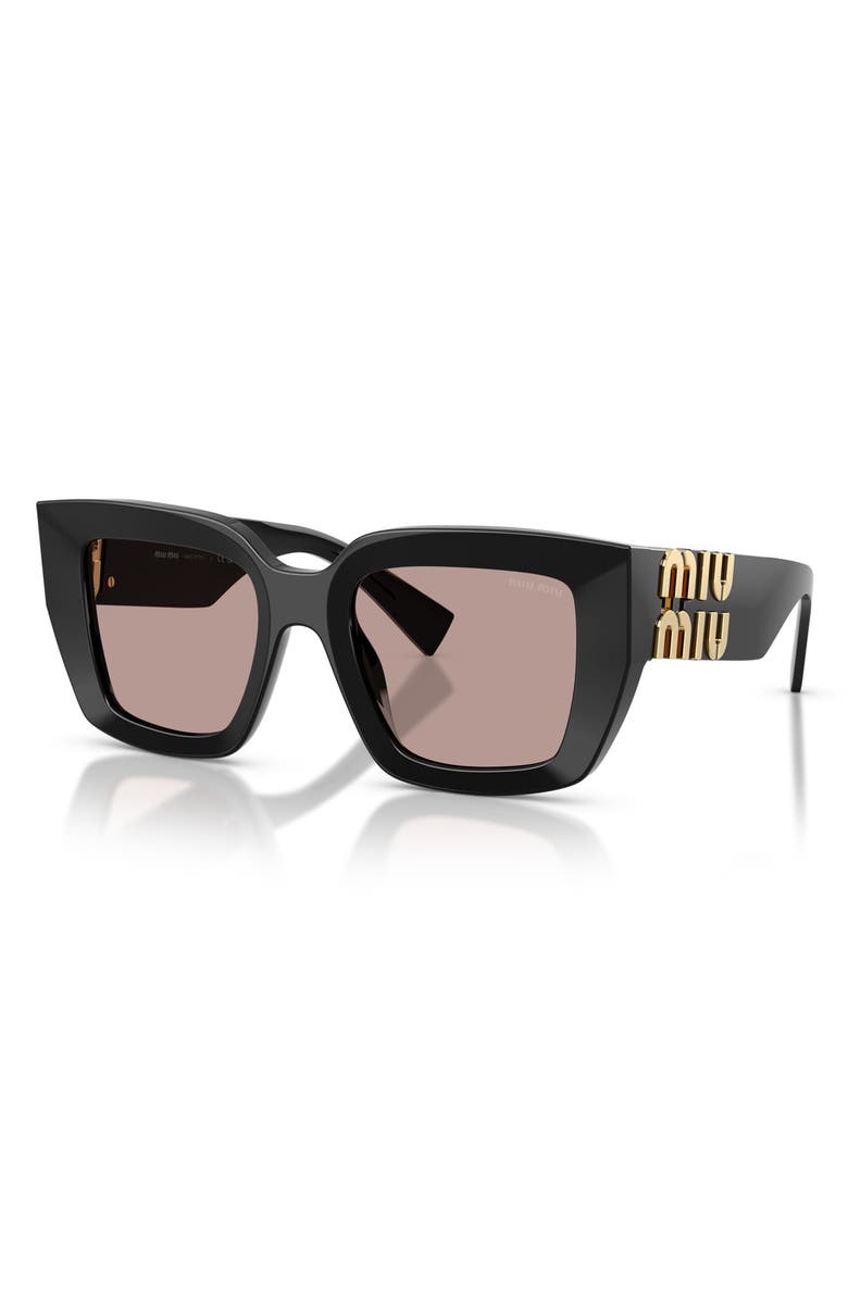 Miu Miu 51mm Gradient Square Sunglasses, Alternate, color, Black / Light Purple Brown
