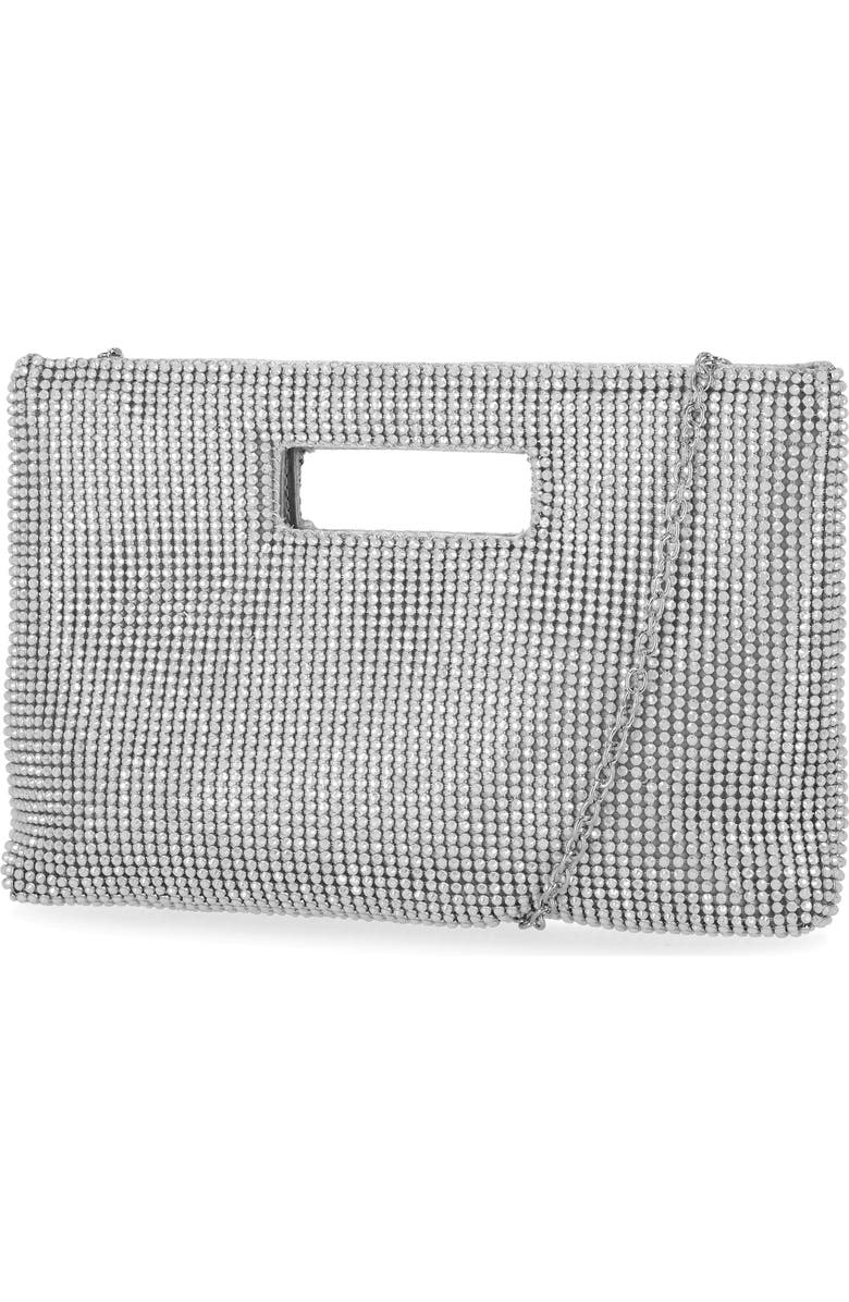 Jessica McClintock Asher Cut Out Handle Clutch, Main, color, Silver