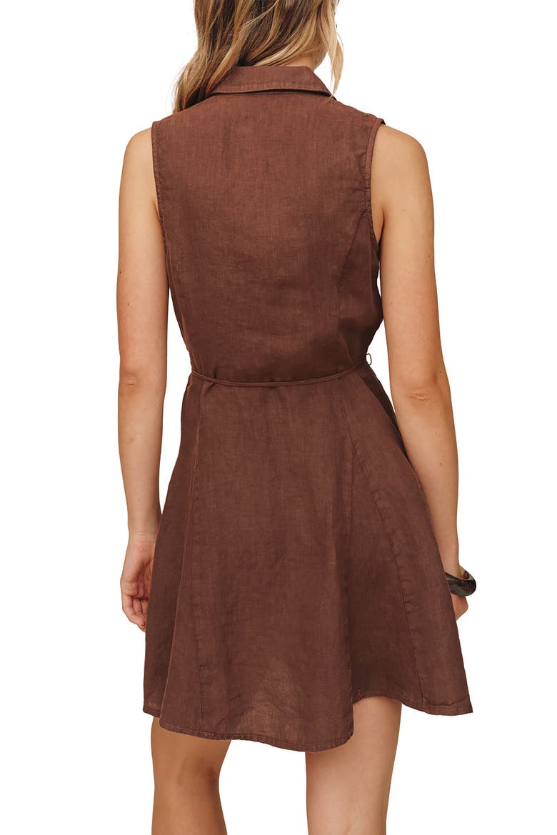Sleeveless Tie Waist Linen Minidress, Alternate, color, SEA GLASS BROWN