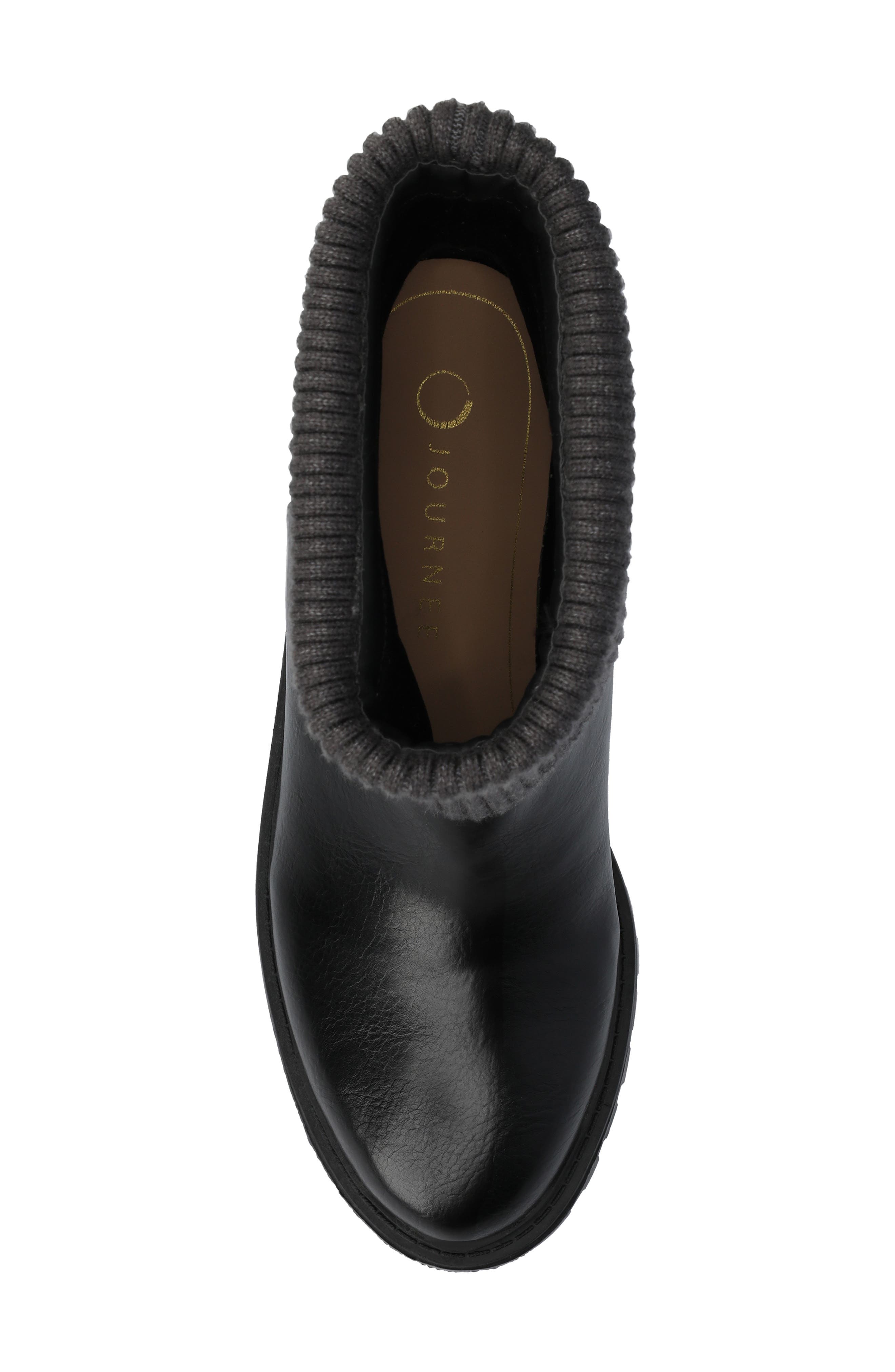 Isabeau Knit Collar Chelsea Boot - Wide Width Available, Alternate, color, BLACK