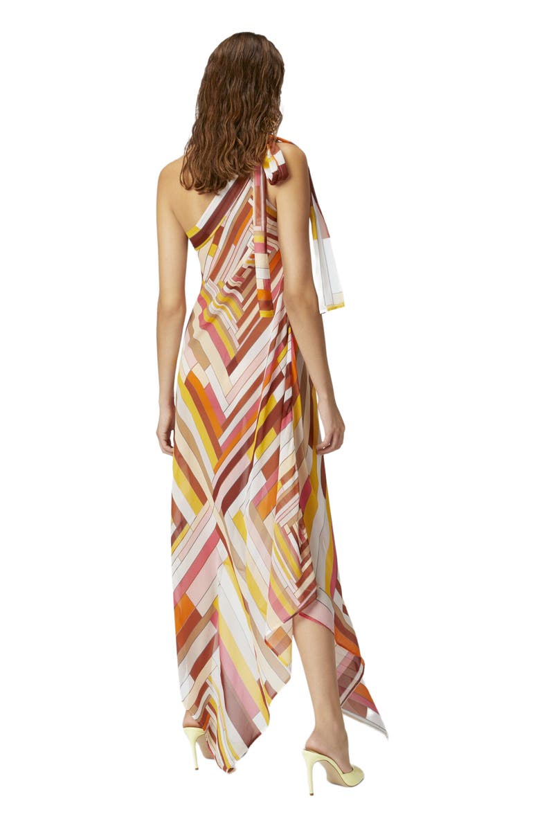 Missoni One-shoulder Cover-up Dress In Printed Silk With Scarf Bottom, Alternate, color, Multicoloured