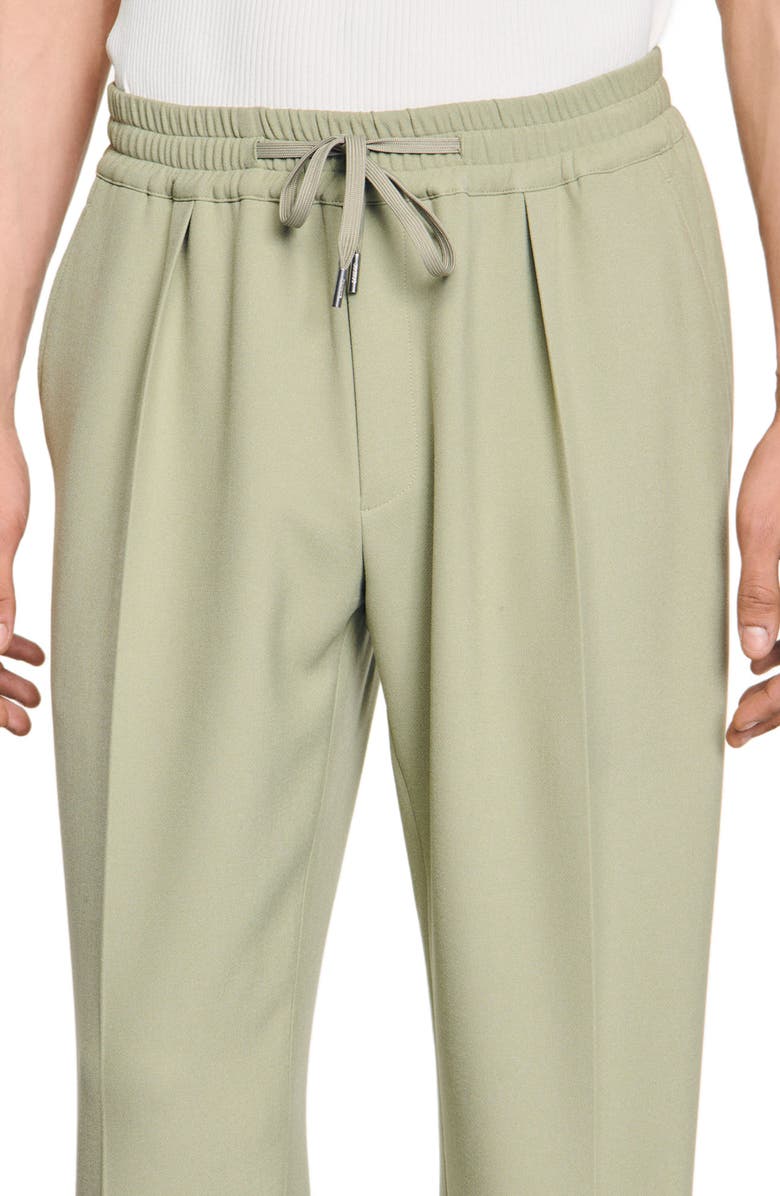 SANDRO Elasticated straight-leg trousers, Alternate, color, Light Kaki.