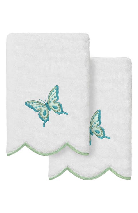 2-Piece Brittney Embroidered Turkish Cotton Fingertip Towel Set
