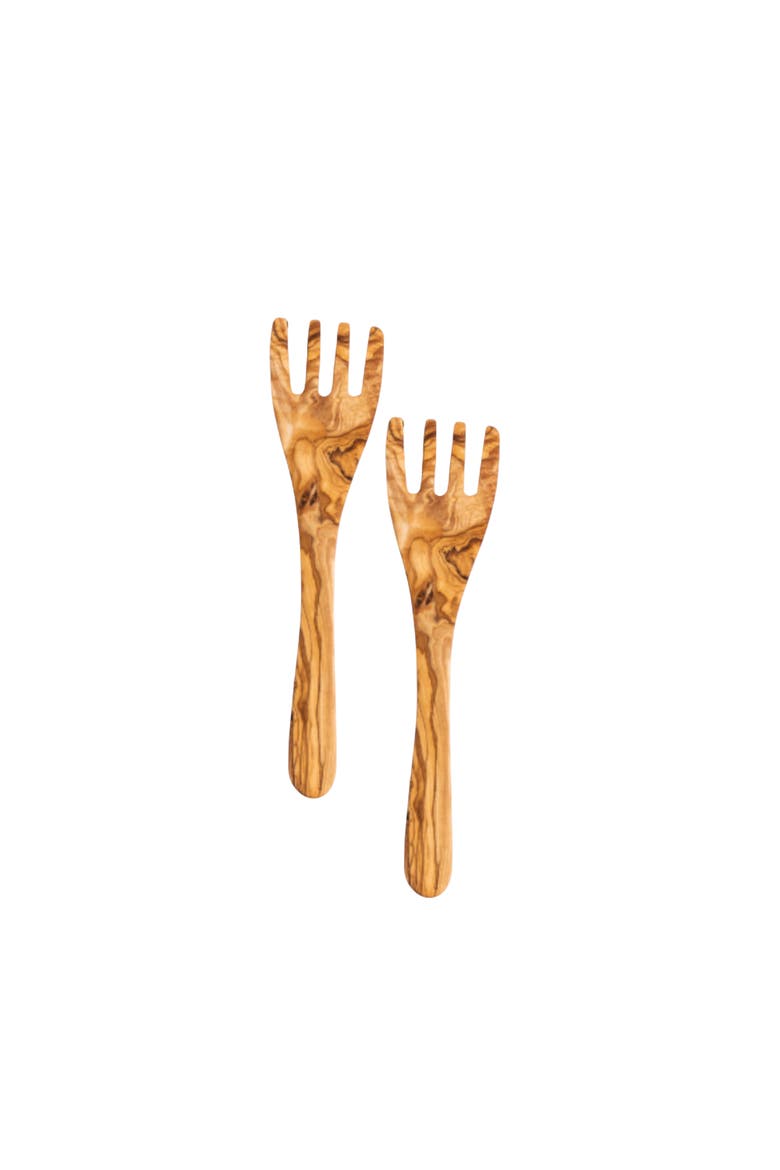 Olive Wood Serving Spatula Forks, Set of 2, Alternate, color, Natural