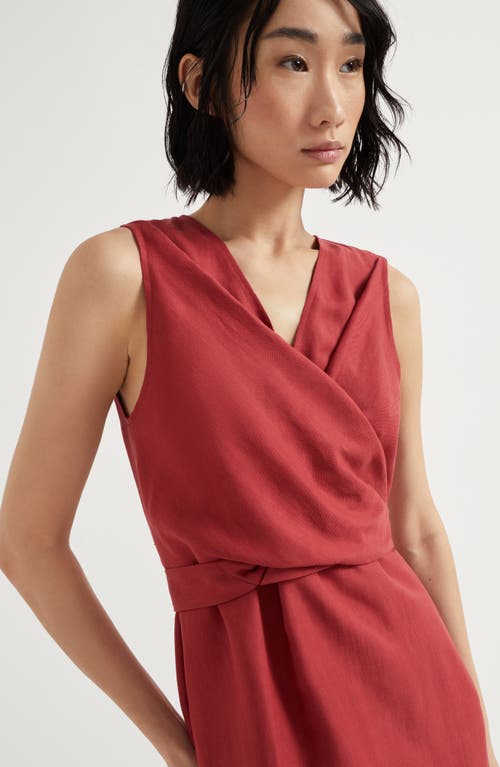 Brunello Cucinelli Gathered Midi Dress In Red