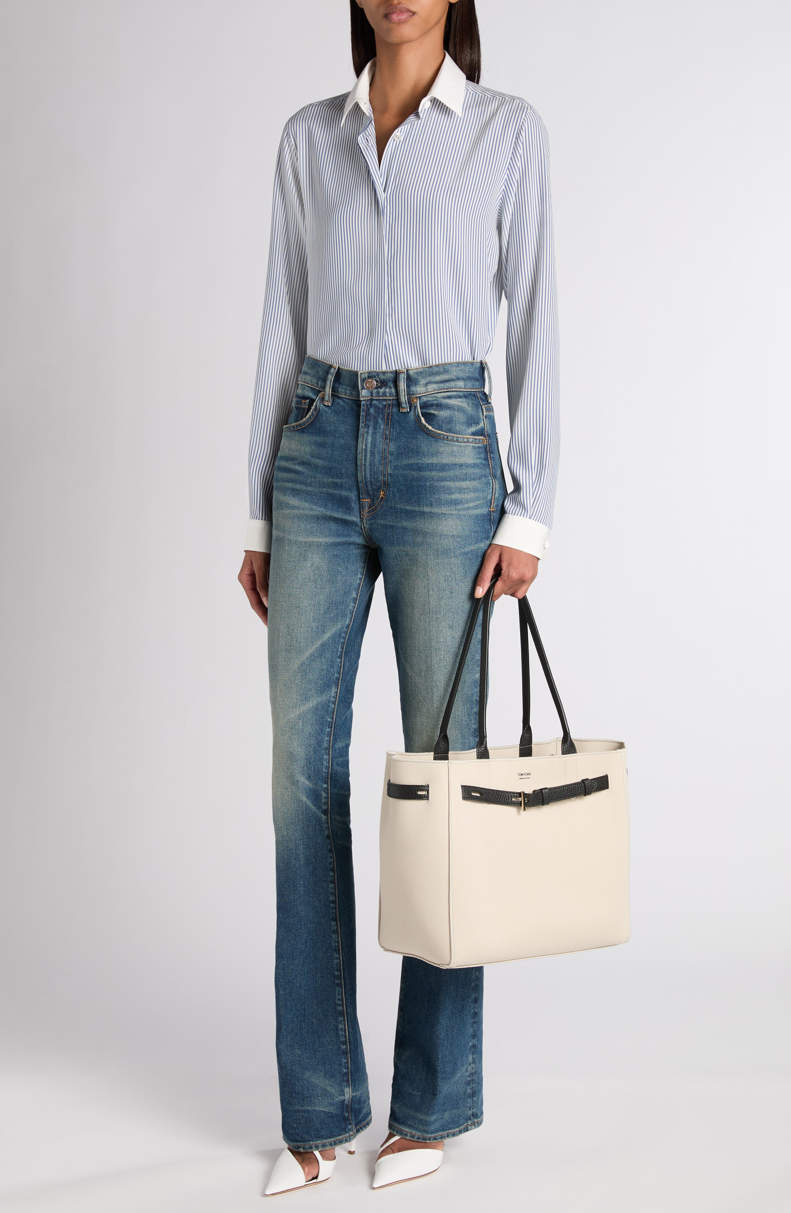 Stripe Silk Button-Up Shirt - image 2