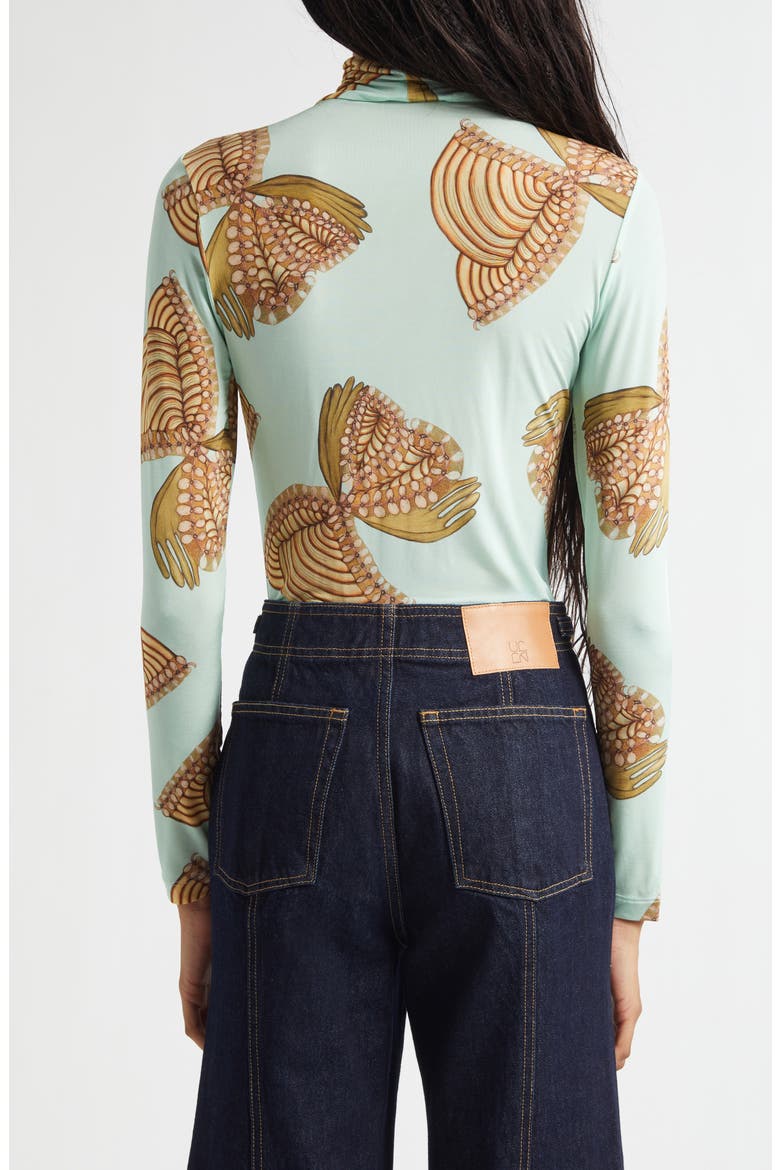 Aurelia Butterfly Print Turtleneck Top, Alternate, color, WATER BLOSSOMS