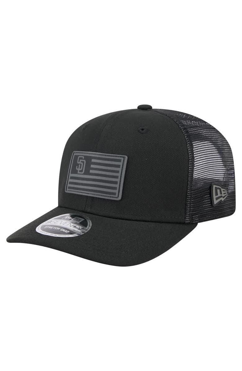 New Era Men's New Era Black San Diego Padres Tonal Flag 9SEVENTY Stretch-Snap Hat, Main, color, 
