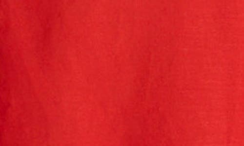 Madewell Shirred Crewneck Button-up Top In Red