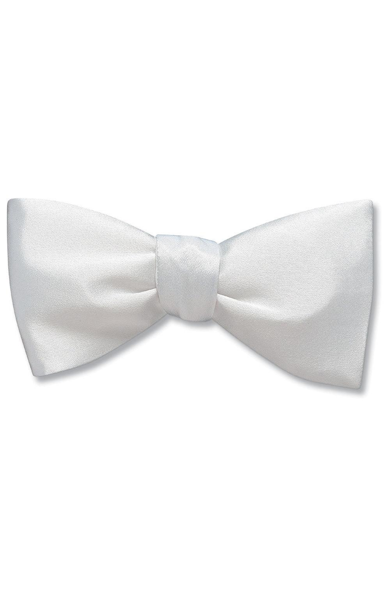 Beau Ties of Vermont White Charmeuse Bow Tie, Main, color, Freestyle