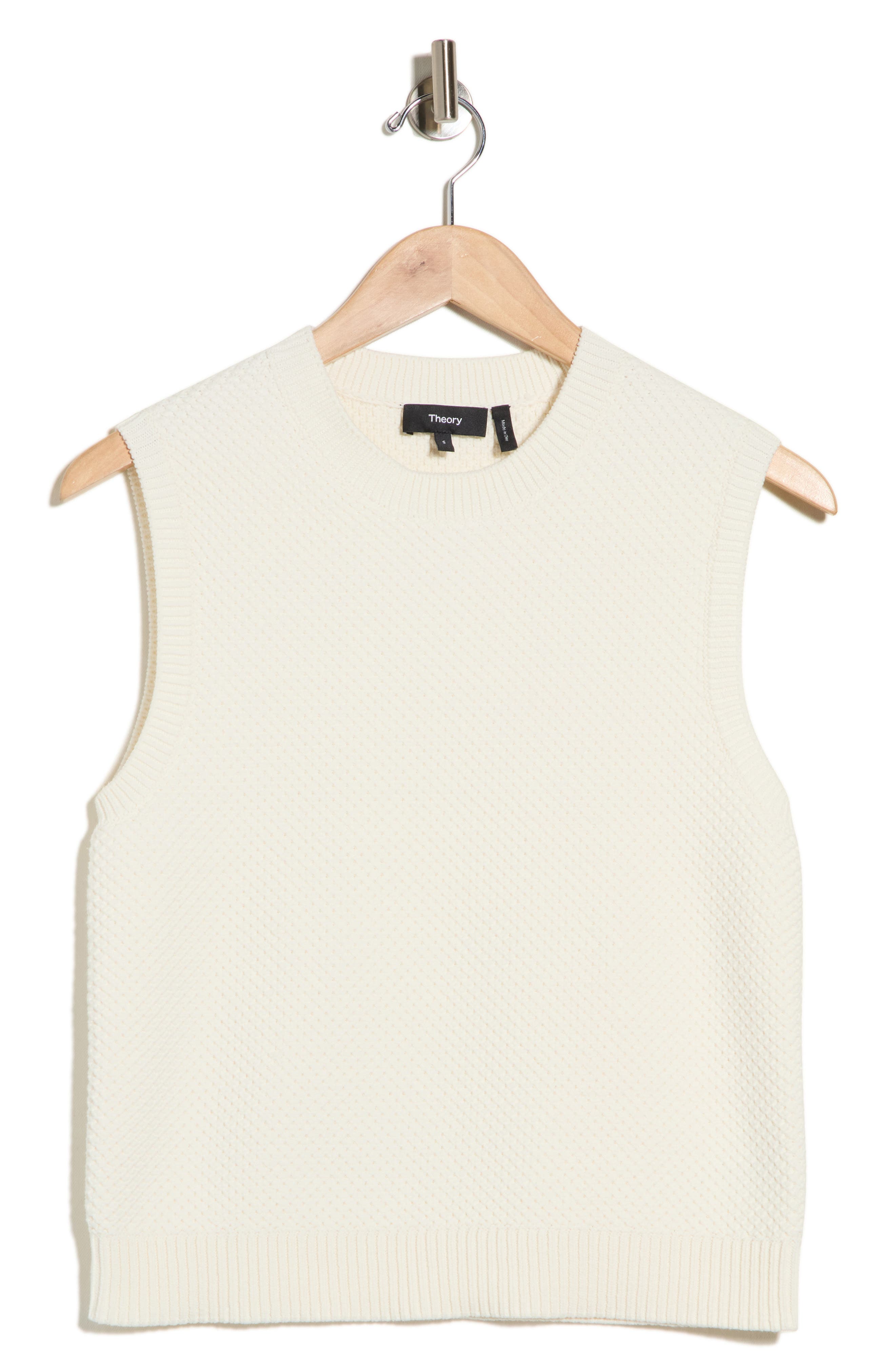 Pointelle Cotton Blend Sweater Vest
