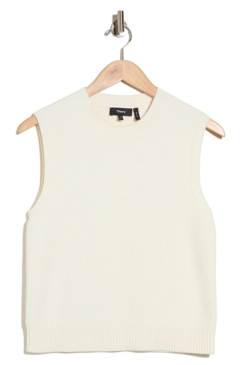 Pointelle Cotton Blend Sweater Vest, Alternate, color, IVORY