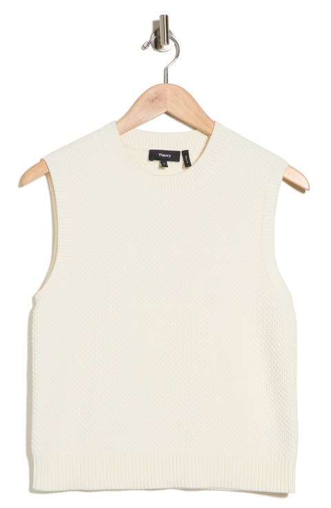 Pointelle Cotton Blend Sweater Vest