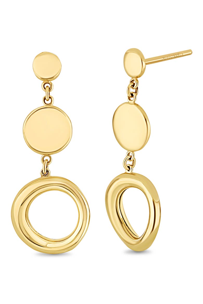 14k Gold Drop Earrings, Main, color, 14KY