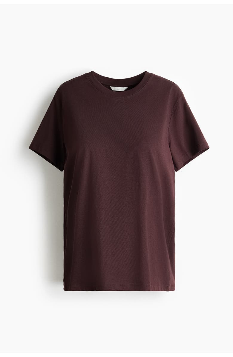 H&M Mama Cotton T-shirt, Main, color, Dark Brown