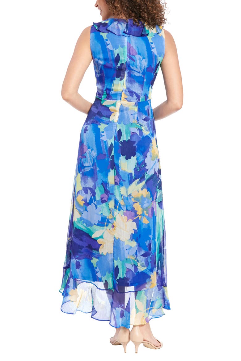 Yuryu Floral Ruffle Wrap Dress, Alternate, color, BLUE MULTI