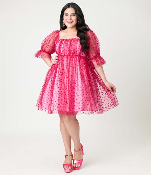 Plus Size Puff Sleeve Love Interest Babydoll Dress