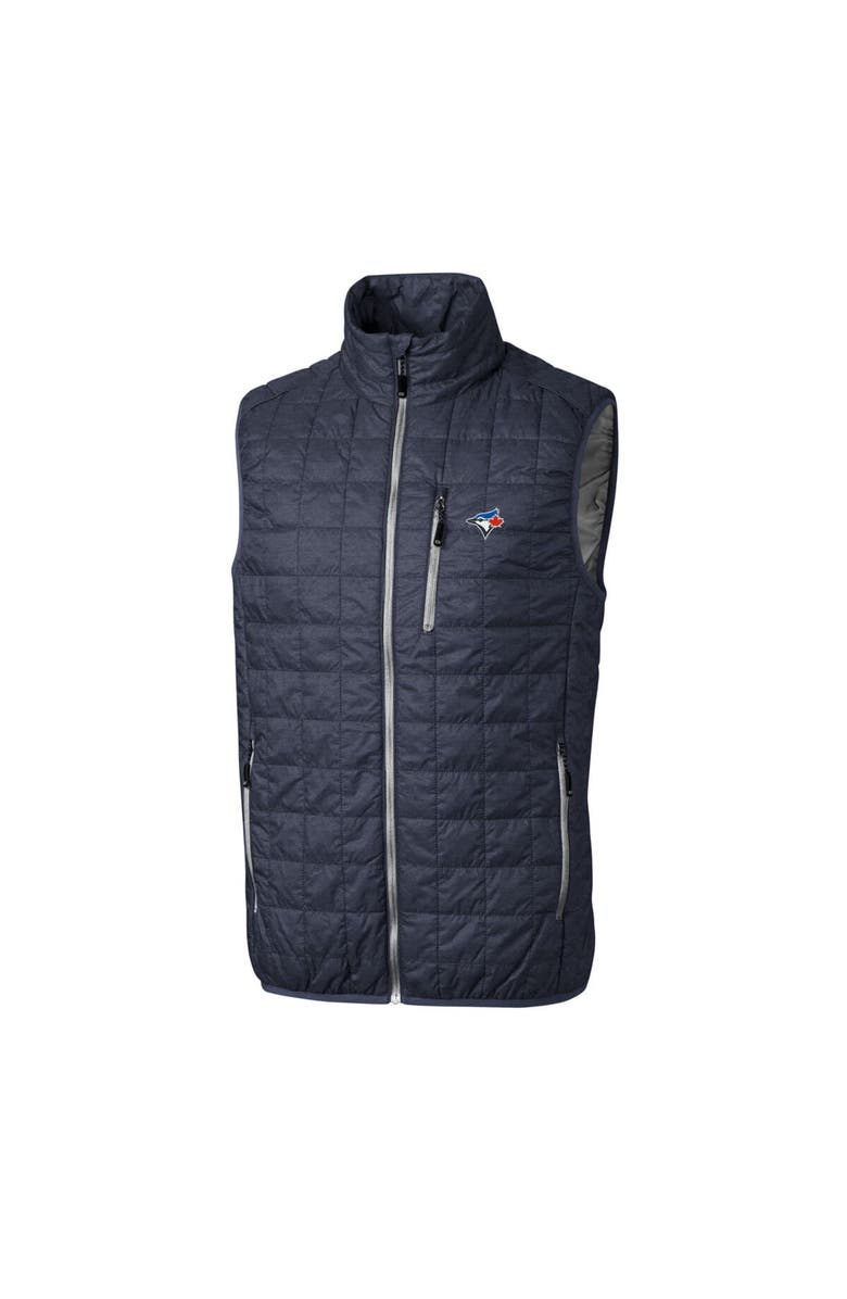 Cutter & Buck Men's Cutter & Buck Heathered Navy Toronto Blue Jays Big & Tall Rainier Full-Zip Puffer Vest, Alternate, color, 