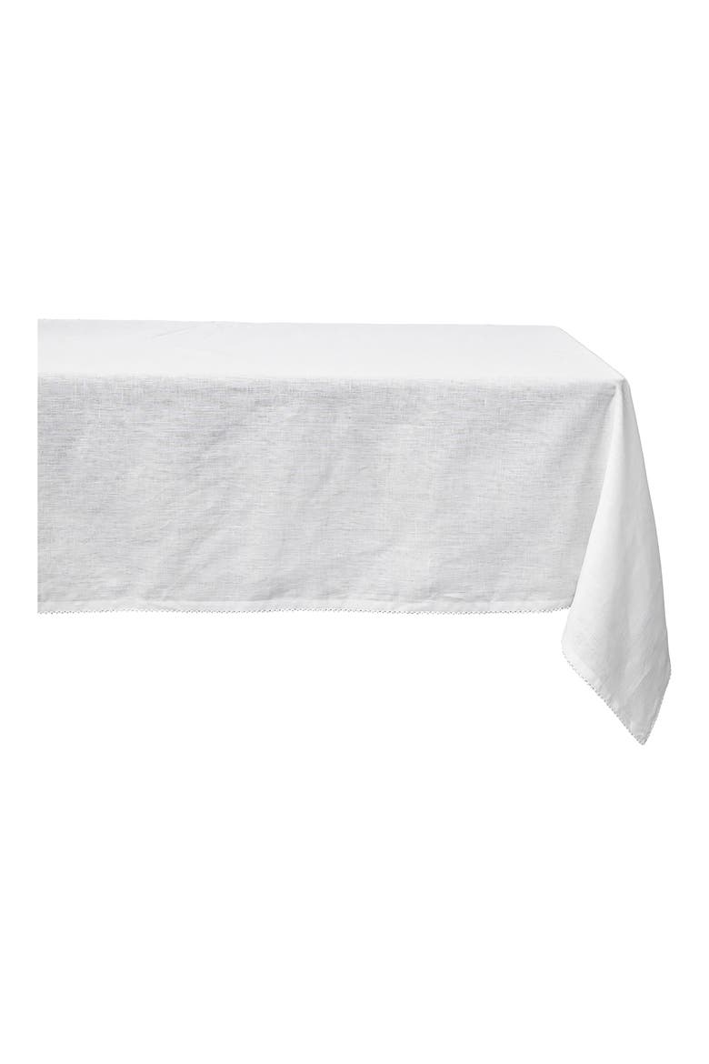 Berry Scallop Linen Tablecloth, Main, color, WHITE