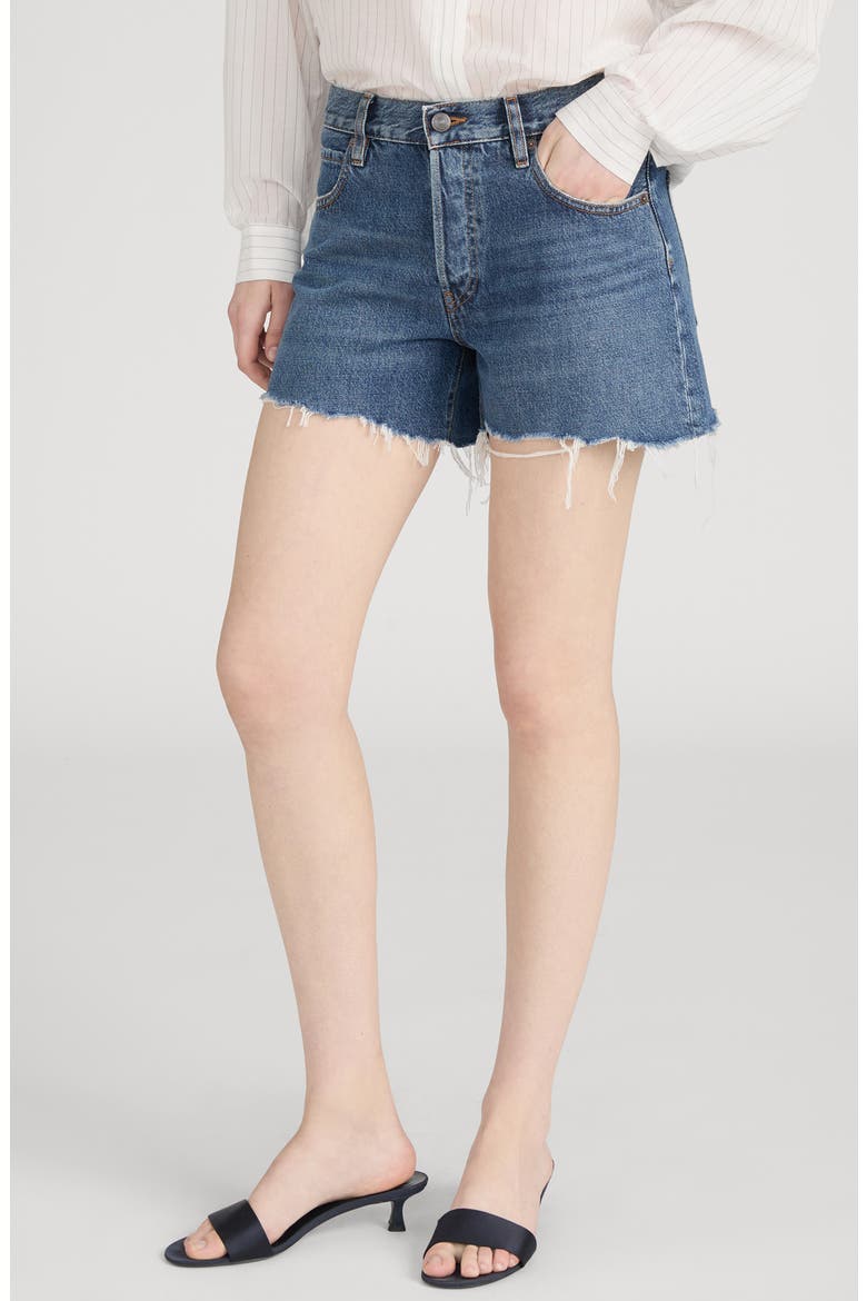 The Hang Mid Thigh Denim Cutoff Shorts, Alternate, color, GOOSE