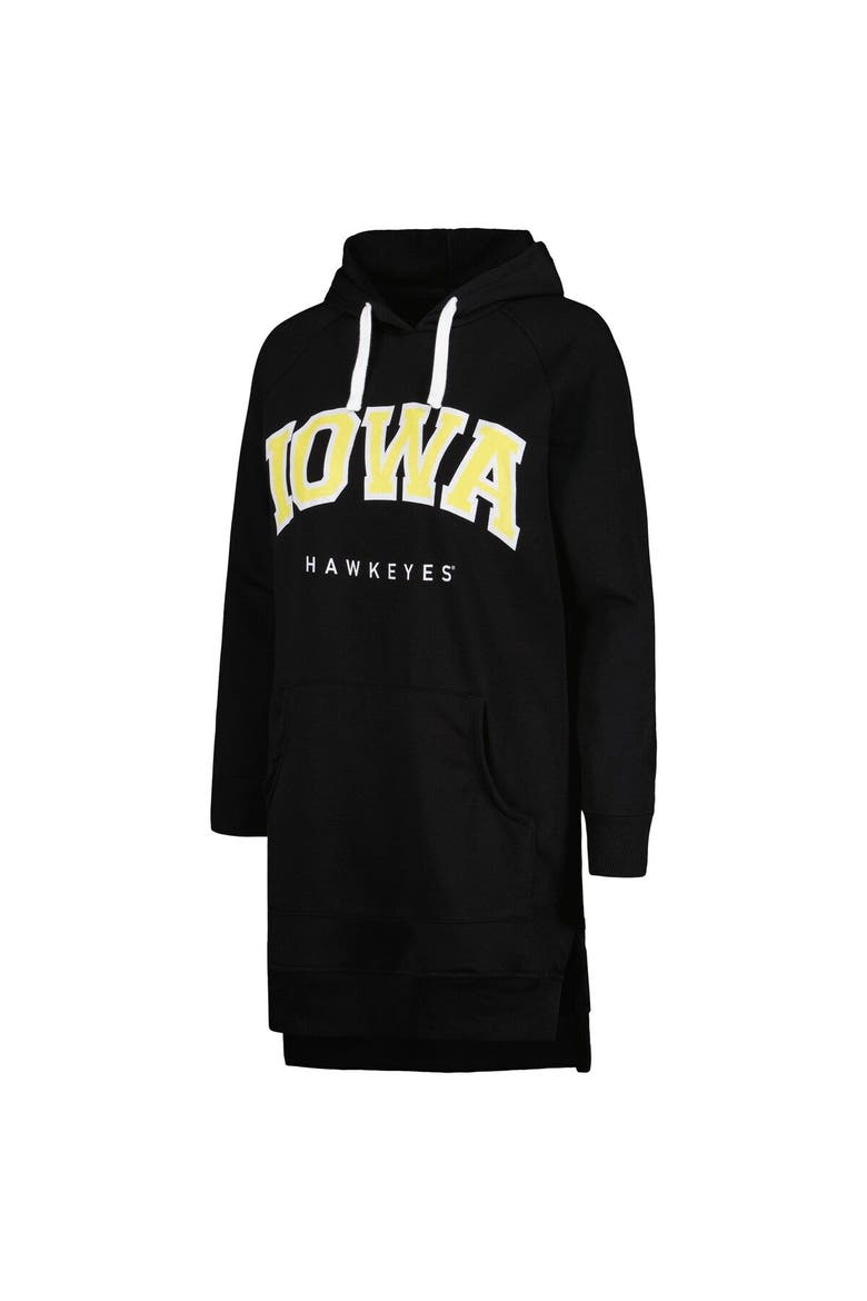 Women's Gameday Couture Black Iowa Hawkeyes Take a Knee Raglan Hooded Sweatshirt Dress, Alternate, color, Black
