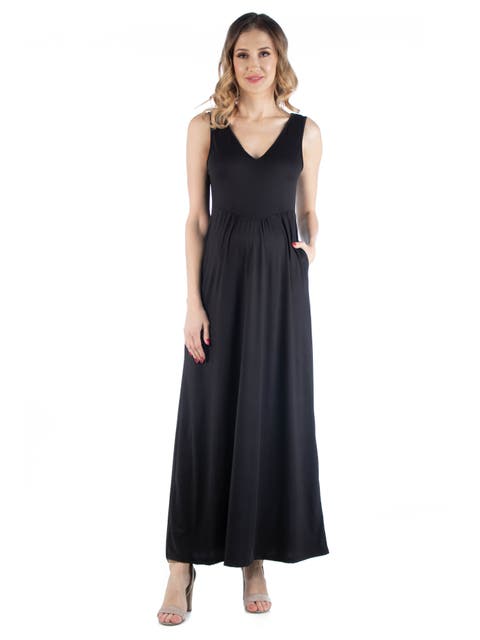 Maternity Maxi Sleeveless Dress with Pockets
