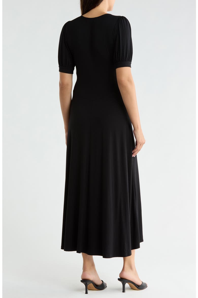 Short Sleeve V-Neck Midi Dress, Alternate, color, BLACK